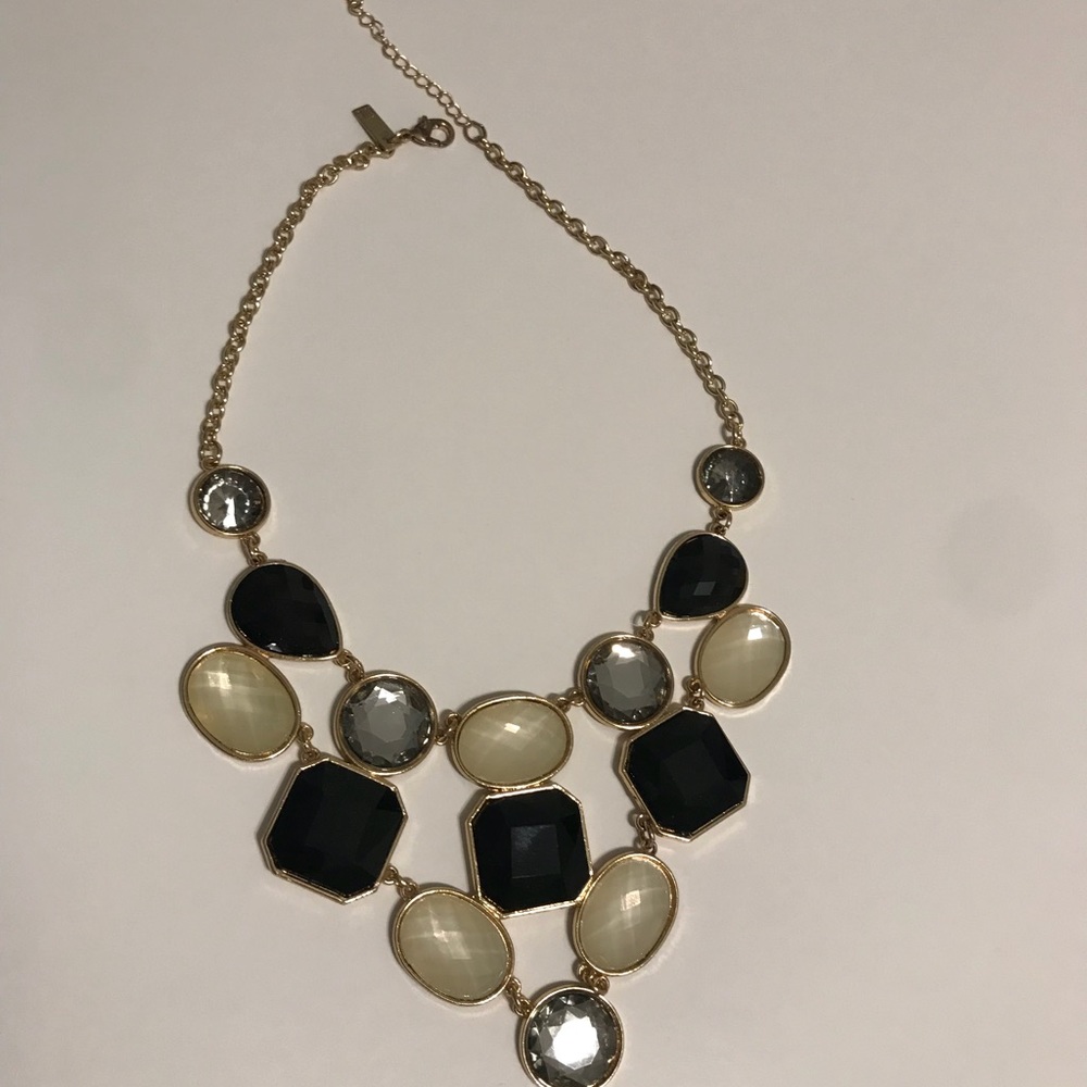 INC stone black-silver stone necklace